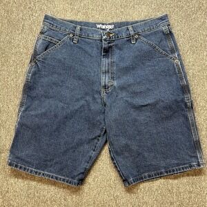 Wrangler Jean Shorts Men's Size 33 Blue Denim Carpenter Jorts Skater Y2K (048)